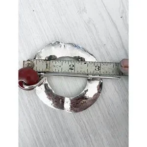 Solid Hammered Sterling Silver Hair Stick Pin Barrette With Tigers Eye or Brown Pat Areias Sterling Silver French Roll Hair Pin H32 main image 3